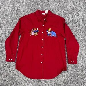 Vintage Winnie The Pooh Red Full Sleeve Button Down Shirt Women’s XL